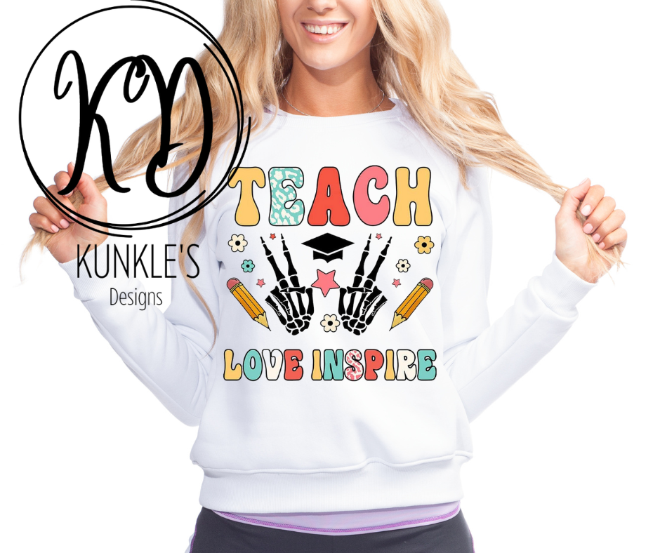 Retro Teach Love Inspire Apparel Designs