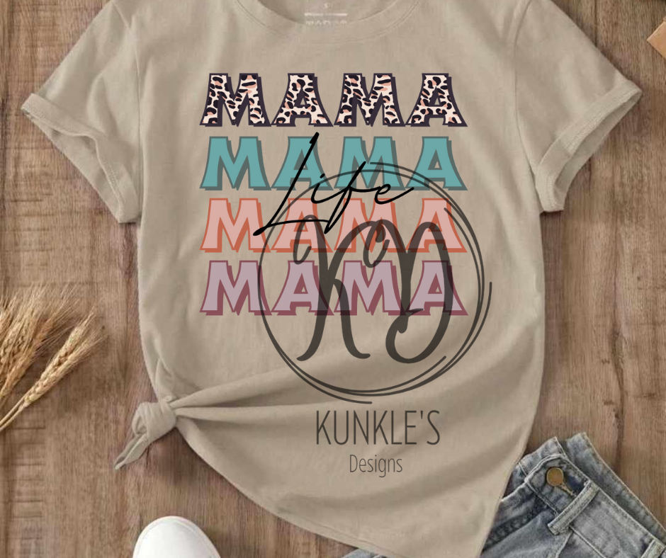 MAMA Colored Repeat Life Graphic Apparel