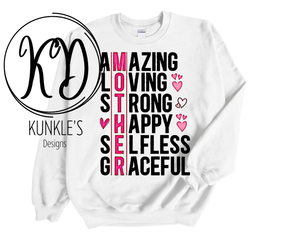 MOTHER, Amazing, Loving, Strong, Happy, Selfless, Graceful Apparel