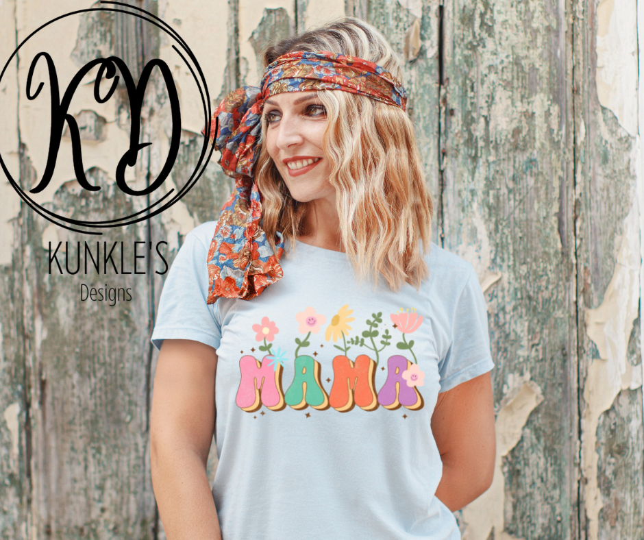 Retro Floral MAMA Apparel Design