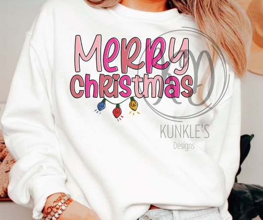 Pink Merry Christmas Graphic Apparel