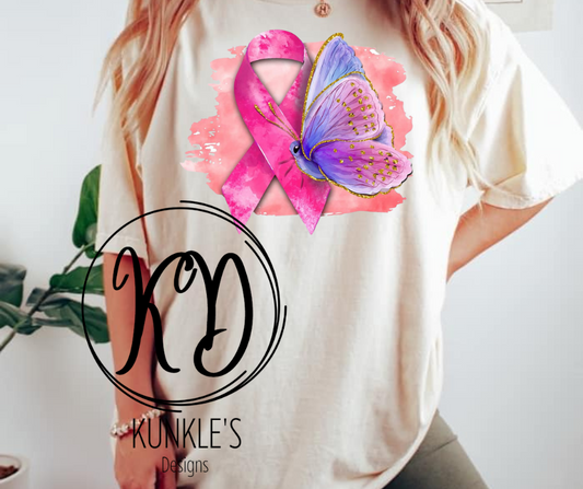 Breast Cancer Ribbon & Butterfly Apparel Design