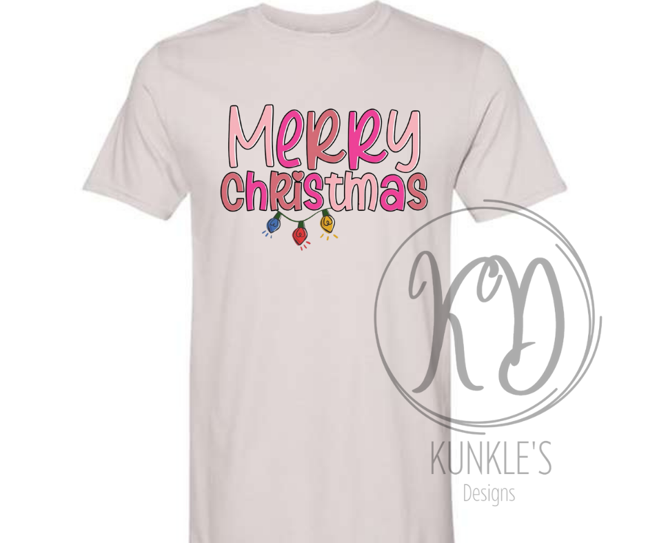 Pink Merry Christmas Graphic Apparel