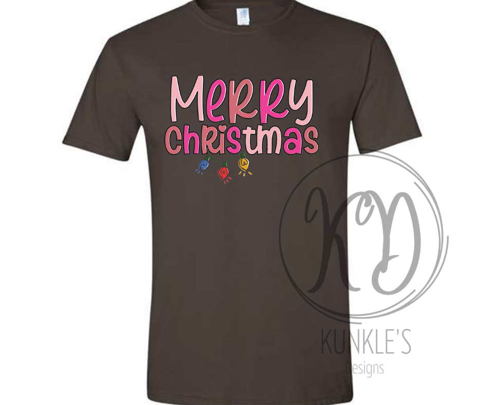 Pink Merry Christmas Graphic Apparel