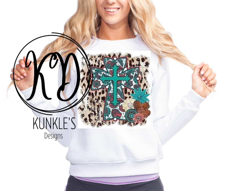 Leopard Teal Cross Apparel Design