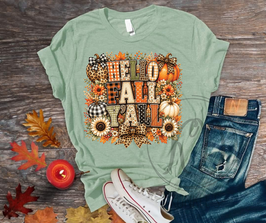 Hello Fall Y'All Graphic Apparel