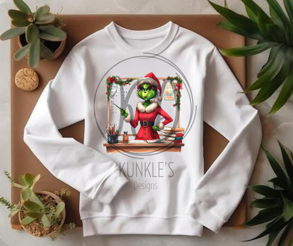 School Teacher Christmas Grinch Graphic Apparel