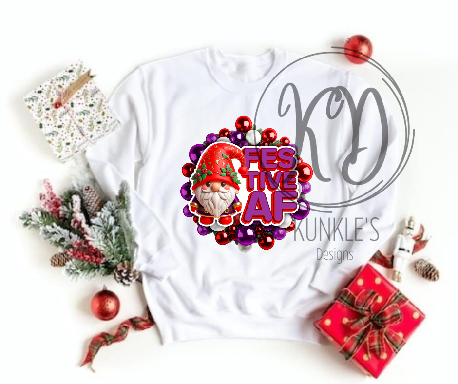 Gnome Festive AF Graphic Apparel & Home Decor