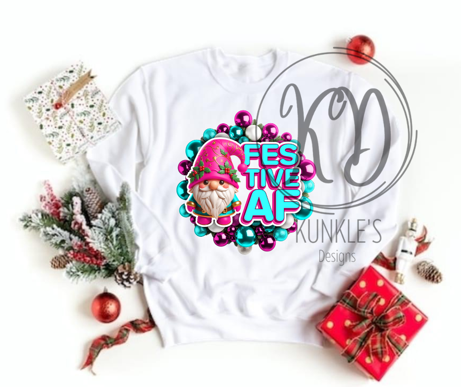 Gnome Festive AF Graphic Apparel & Home Decor