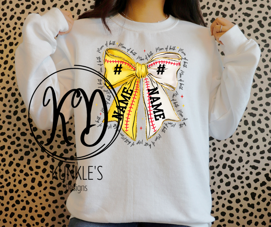 Mom Of Both - Softball - Baseball - Personalized Graphic Apparel