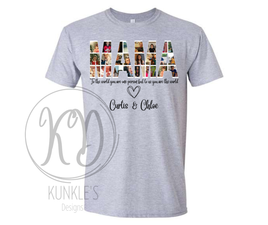 Customized Mom, Mama, Mimi, Photo Graphic Apparel