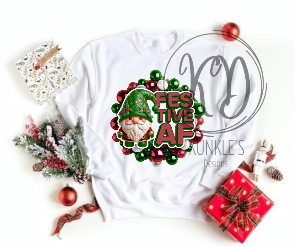 Gnome Festive AF Graphic Apparel & Home Decor