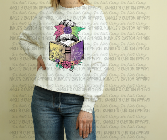 Messy Bun Reading Book Apparel Design