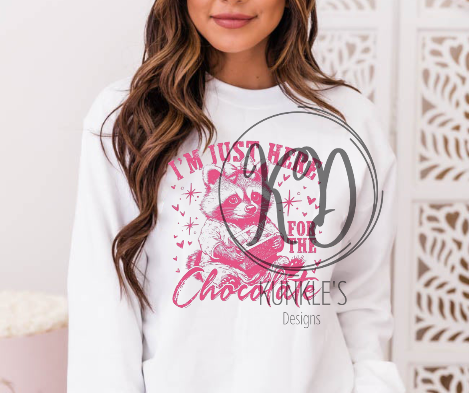 Valentine's Day I'm Just Here For The Chocolate Racoon Graphic Apparel
