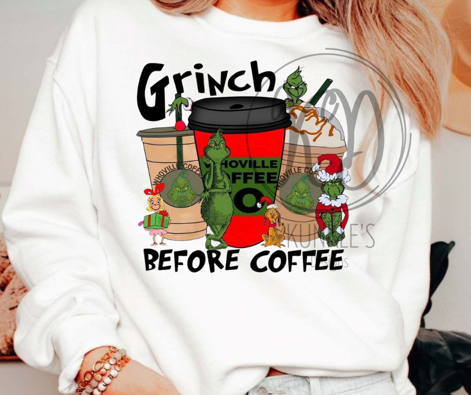 Grinch Before Coffee Graphic Apparel