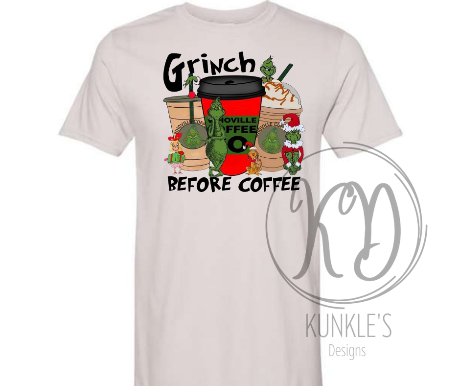 Grinch Before Coffee Graphic Apparel