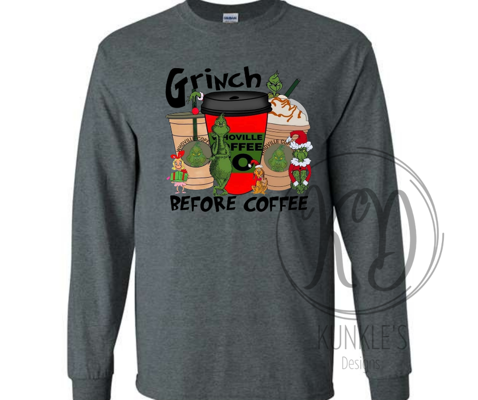 Grinch Before Coffee Graphic Apparel