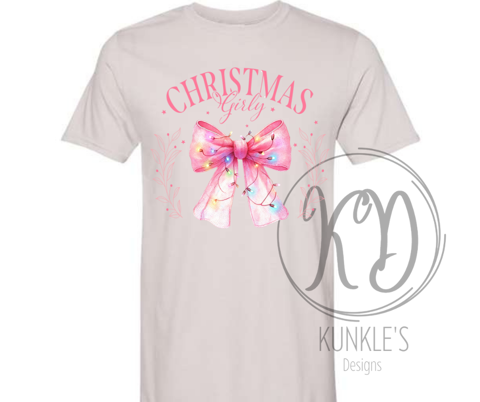 Pink Christmas Girly Graphic Apparel