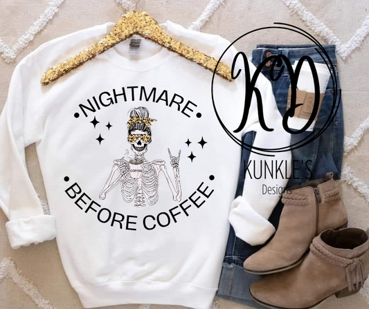 Nightmare Before Coffee Skeleton Apparel Design