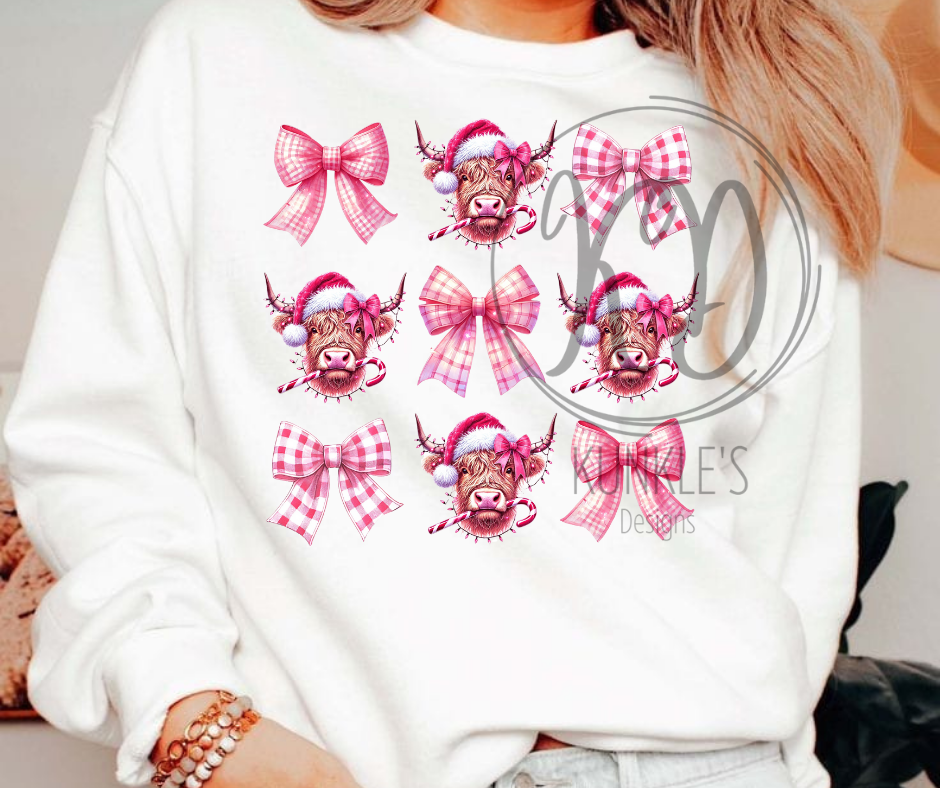 Pink Bows & Highland Cows Graphic Apparel