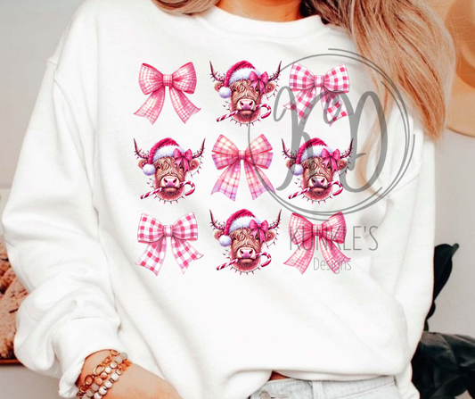 Pink Bows & Highland Cows Graphic Apparel