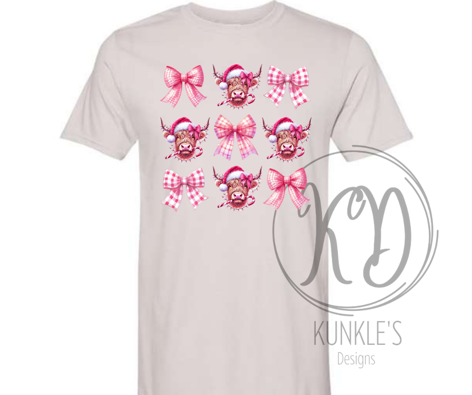 Pink Bows & Highland Cows Graphic Apparel