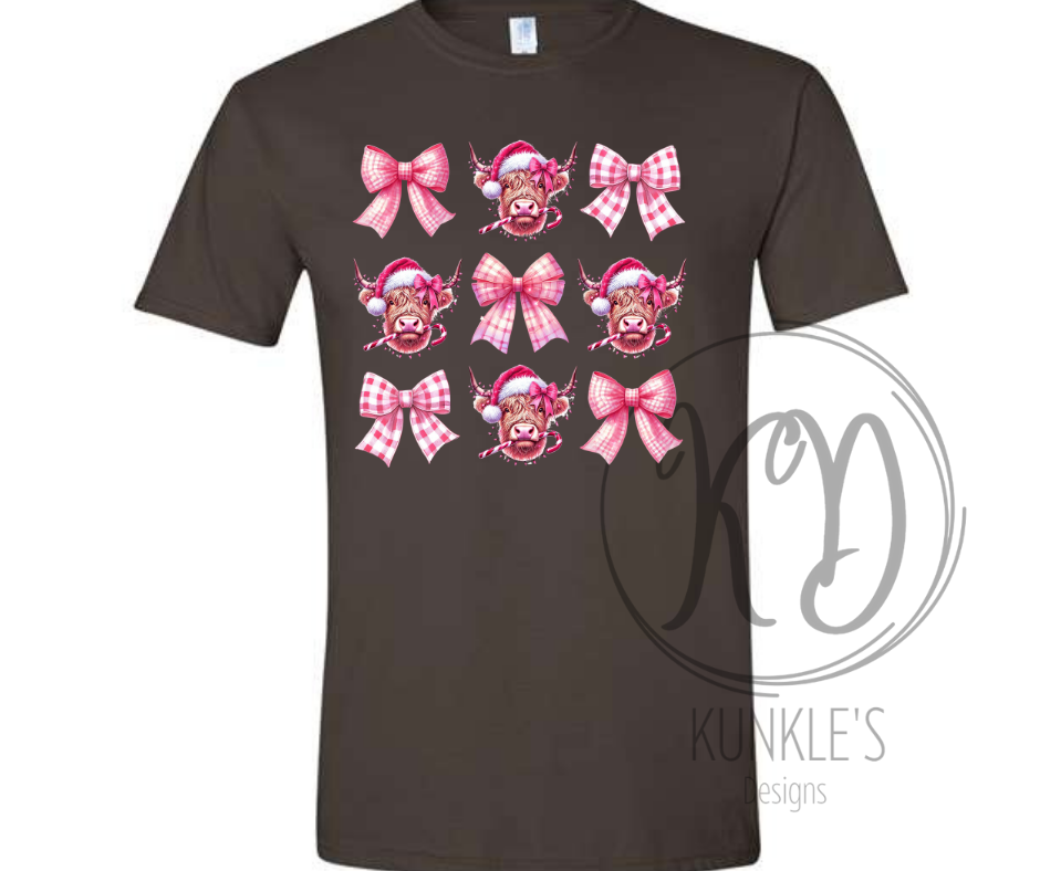 Pink Bows & Highland Cows Graphic Apparel