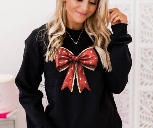 Valentine's Day Gold & Red Bow Graphic Apparel