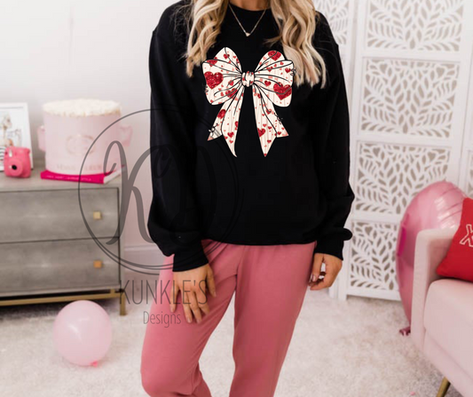 Valentine's Day White & Red Bow Graphic Apparel