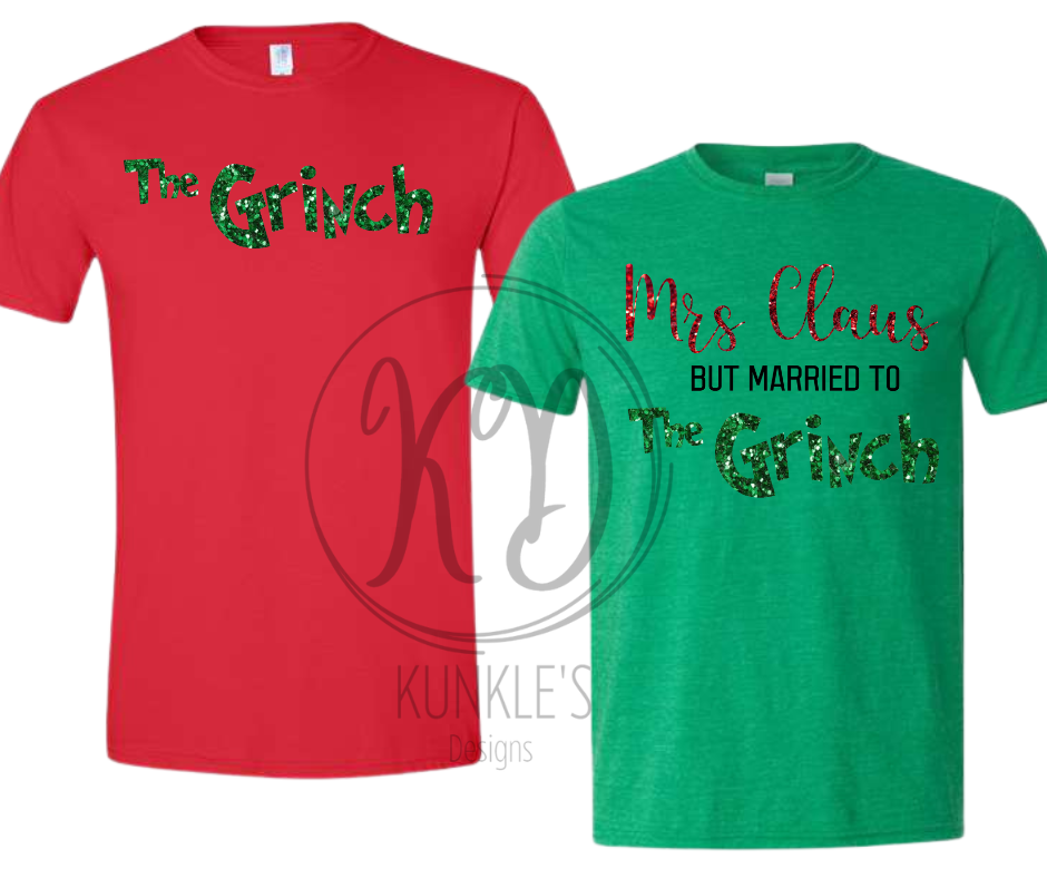 Mrs. Claus But Married to the Grinch / The Grinch Couples Graphic Apparel