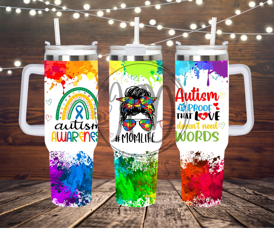 40 oz Tumbler Autism Mom Design