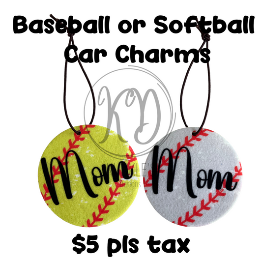 Car Charms - Baseball or Softball