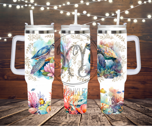 40 oz Tumbler Double Sea Turtles Design