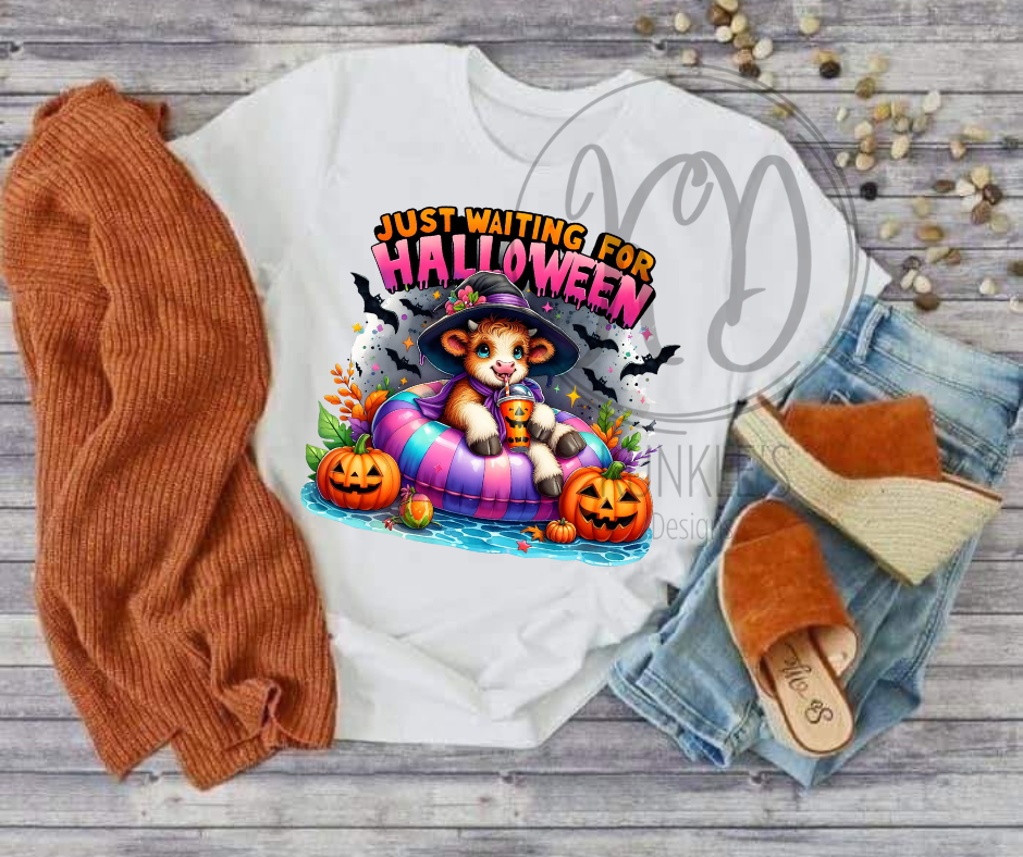 Just Waiting For Halloween Cow Graphic Apparel