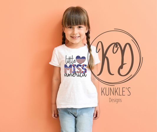 Little Miss America Heart Graphic Apparel