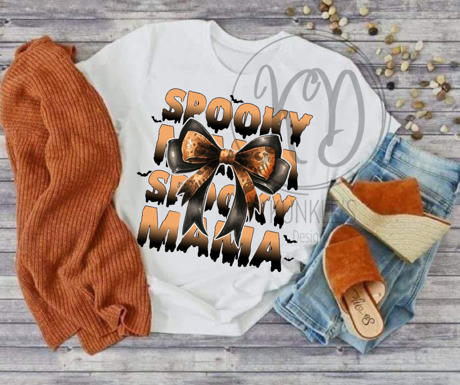 Spooky MAMA Bow Graphic Apparel