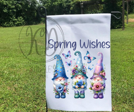 Spring Wishes Gnomes Garden Flag
