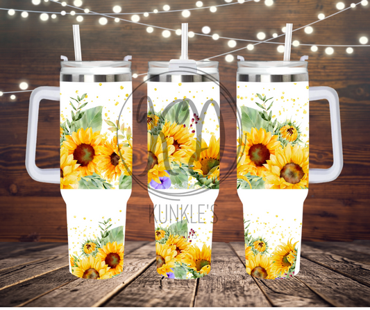 40 oz Tumbler Sunflowers Design