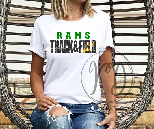 Track Personalized - Team - Team Colors -Smooth Font- Distressed Font Apparel