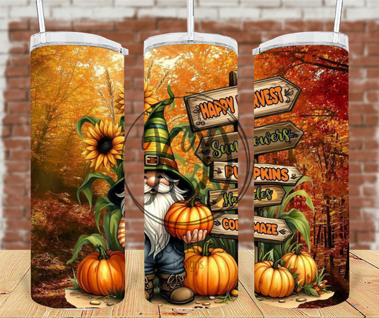 Happy Harvest Sunflowers Pumpkins 20oz Stainless Steel Tumbler