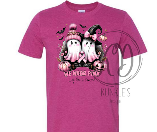 Ghosts We Wear Pink Say Boo to Cancer Graphic Apparel