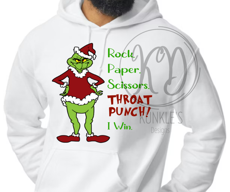 Rock Paper Scissors, Throat Punch Graphic Apparel or Drinkware