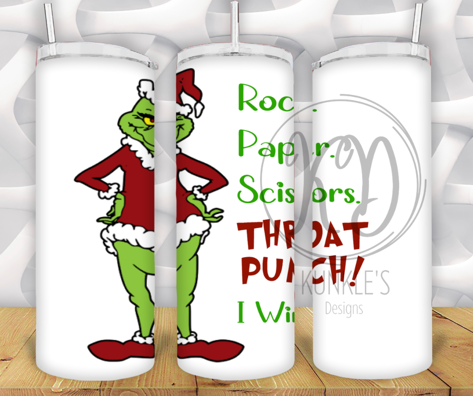 Rock Paper Scissors, Throat Punch Graphic Apparel or Drinkware