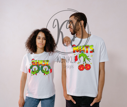 Grinch Themed Chest Nuts Couple Graphic Apparel