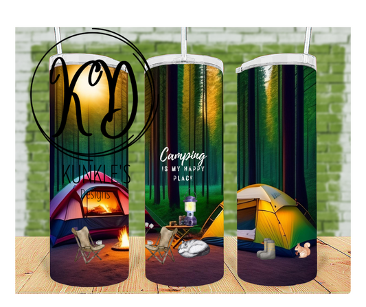 Camping Is My Happy Place Tumbler Design