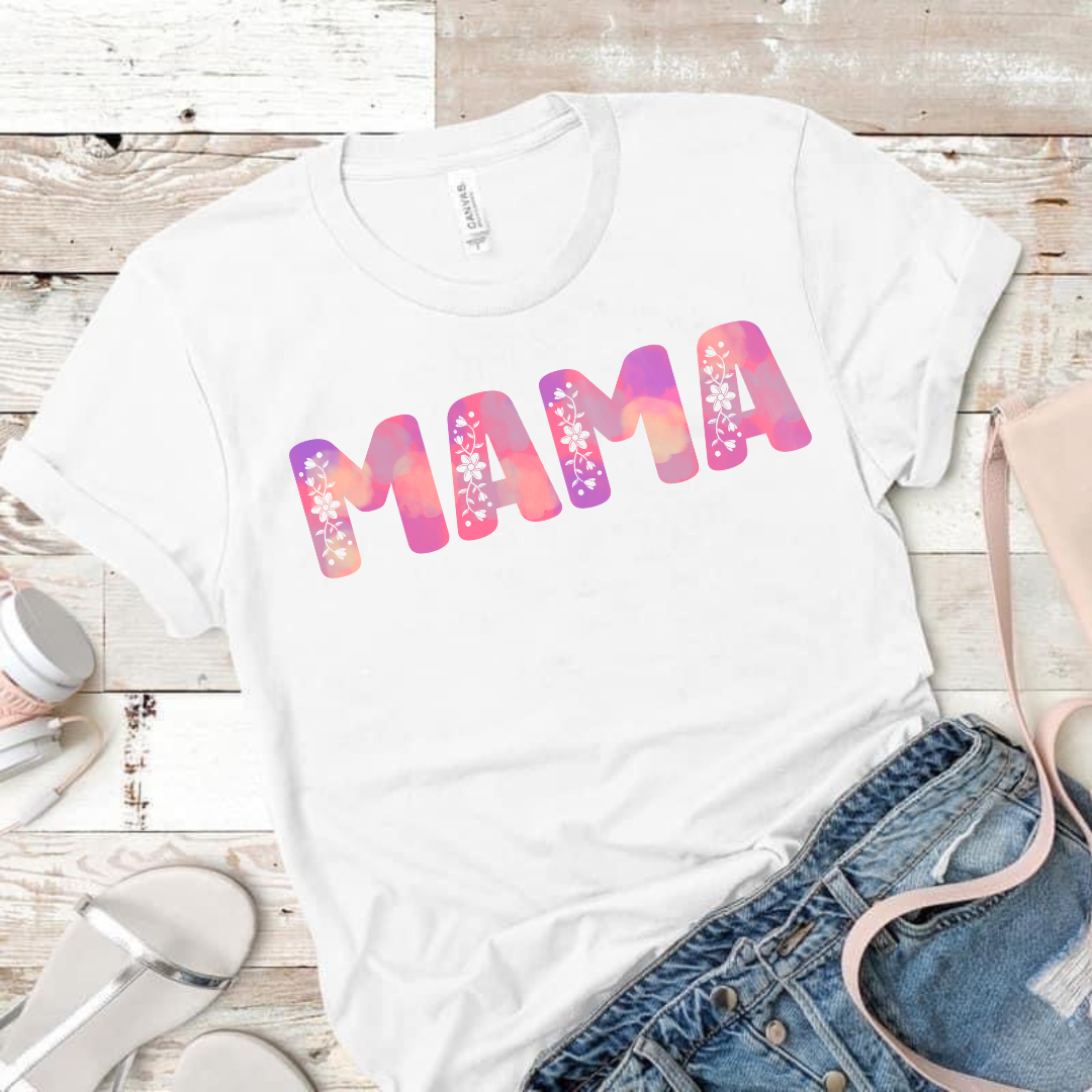 Pink Floral Mama - Adult T-Shirt