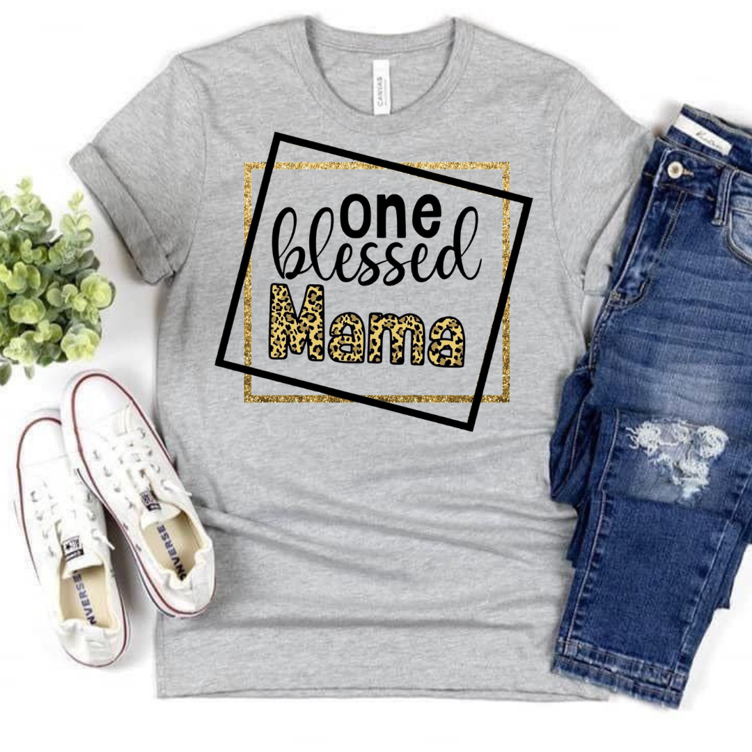 One Blessed Mama Leopard - Adult T-Shirt